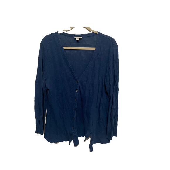 J. Jill Womens Love Linen Button Front Cardigan Sweater Loose Lagenlook Large - Picture 1 of 5